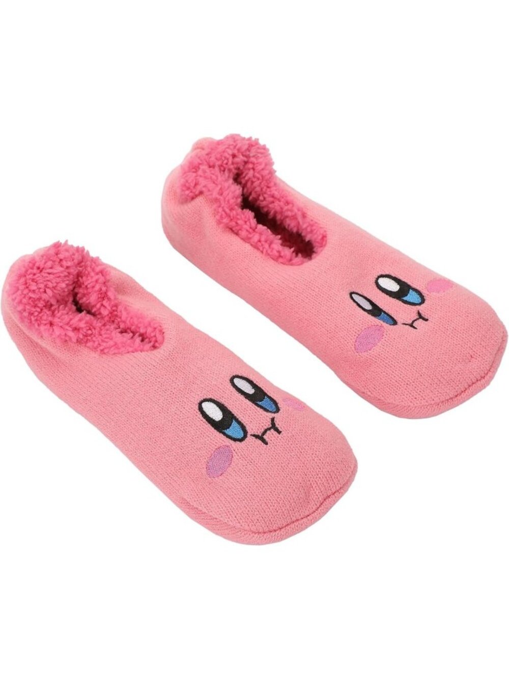 Cozy Pink Kirby Character Face Slipper Socks with Candy Design for Women